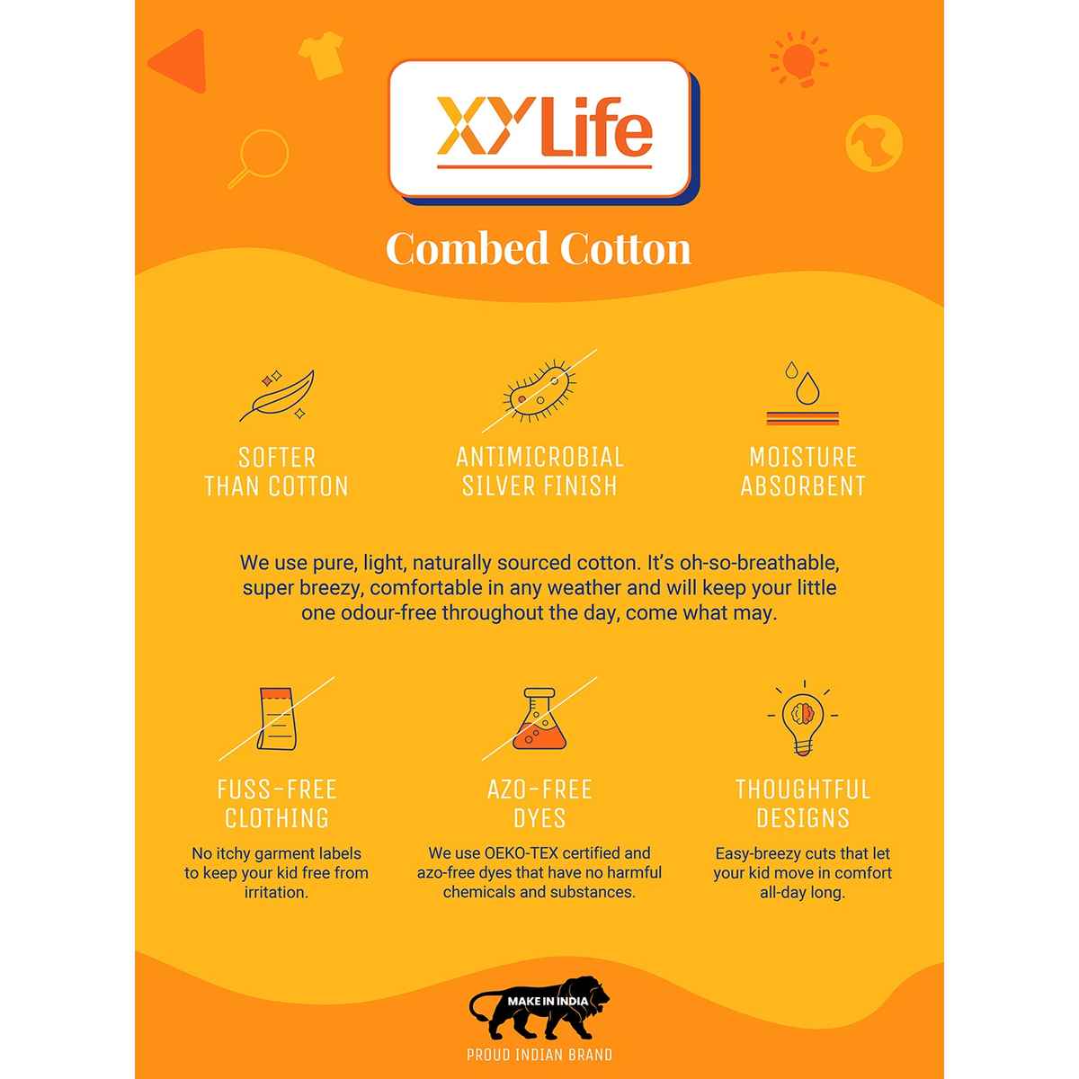 XY Life Kids T-shirts for Boys | 100% Combed Cotton | Antimicrobial Finish | 9-10Y | Dark Red