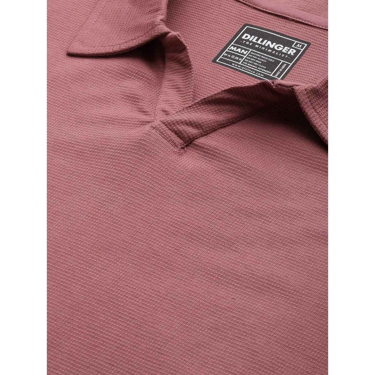 Dillinger Men's Polo Collar Pure Cotton T-shirt Long Sleeve | Pink - M