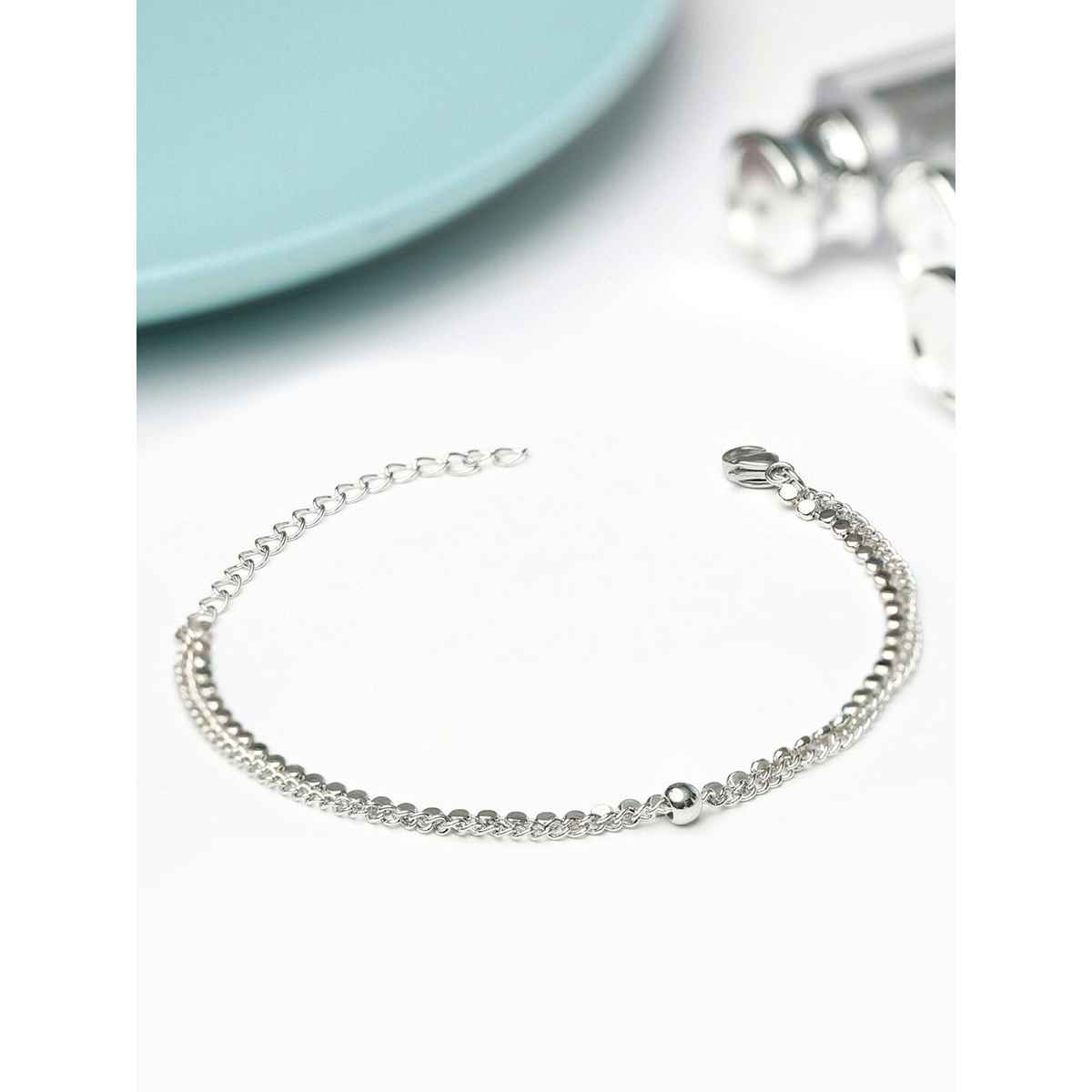 PritaBy Priyassi Western Silver Plated Link Bracelet