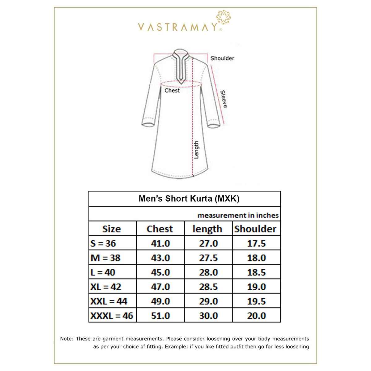 Vastramay Men's Cotton Blend Short Kurta for Eid | Maroon - M