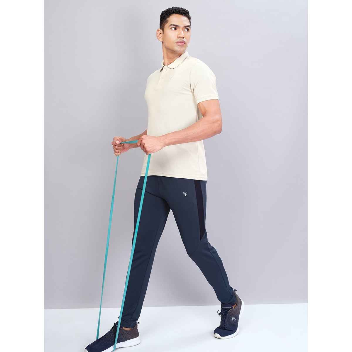 Technosport Men Poly Solid Slim Fit Sports Trackpants with TECHNO DRY | Dark Carbon | L