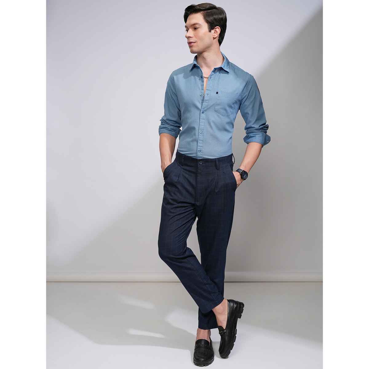 Highlander Men's Slim Fit Casual Shirt | Blue - S
