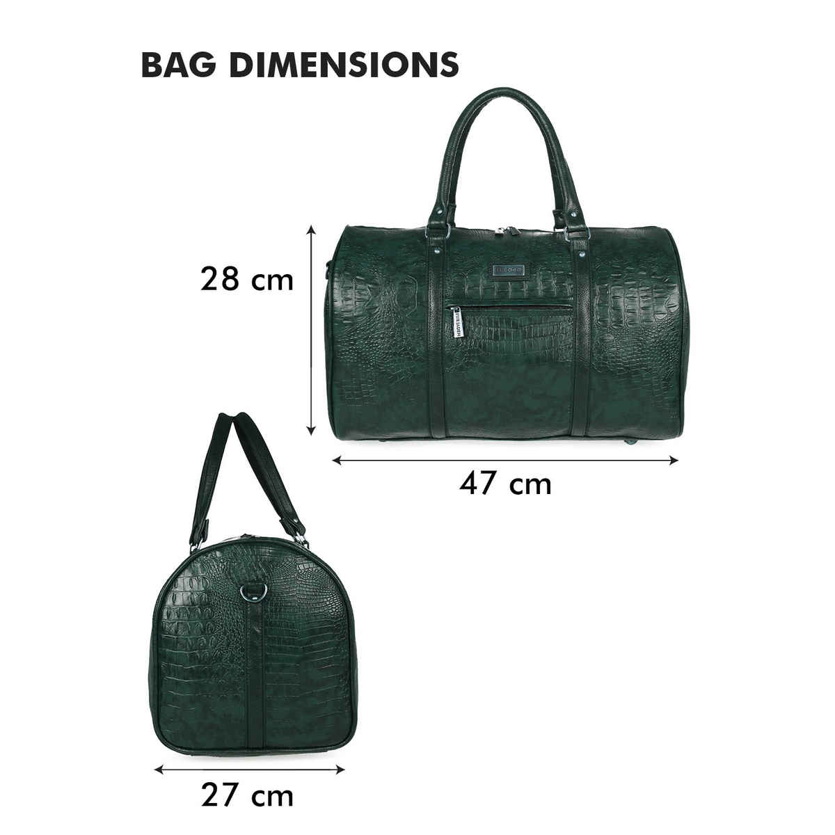 Fur Jaden 32 L Green Textured Vegan Leather Spacious Weekender Duffle Bag for Travel