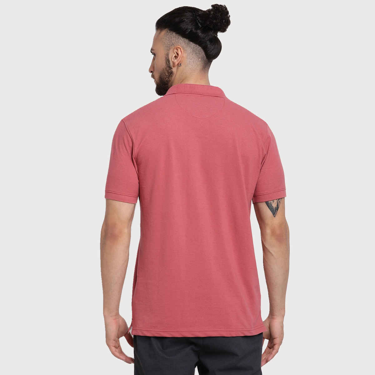 Cantabil Men's Solid Polo Neck Casual T-shirt | Pink - XXL