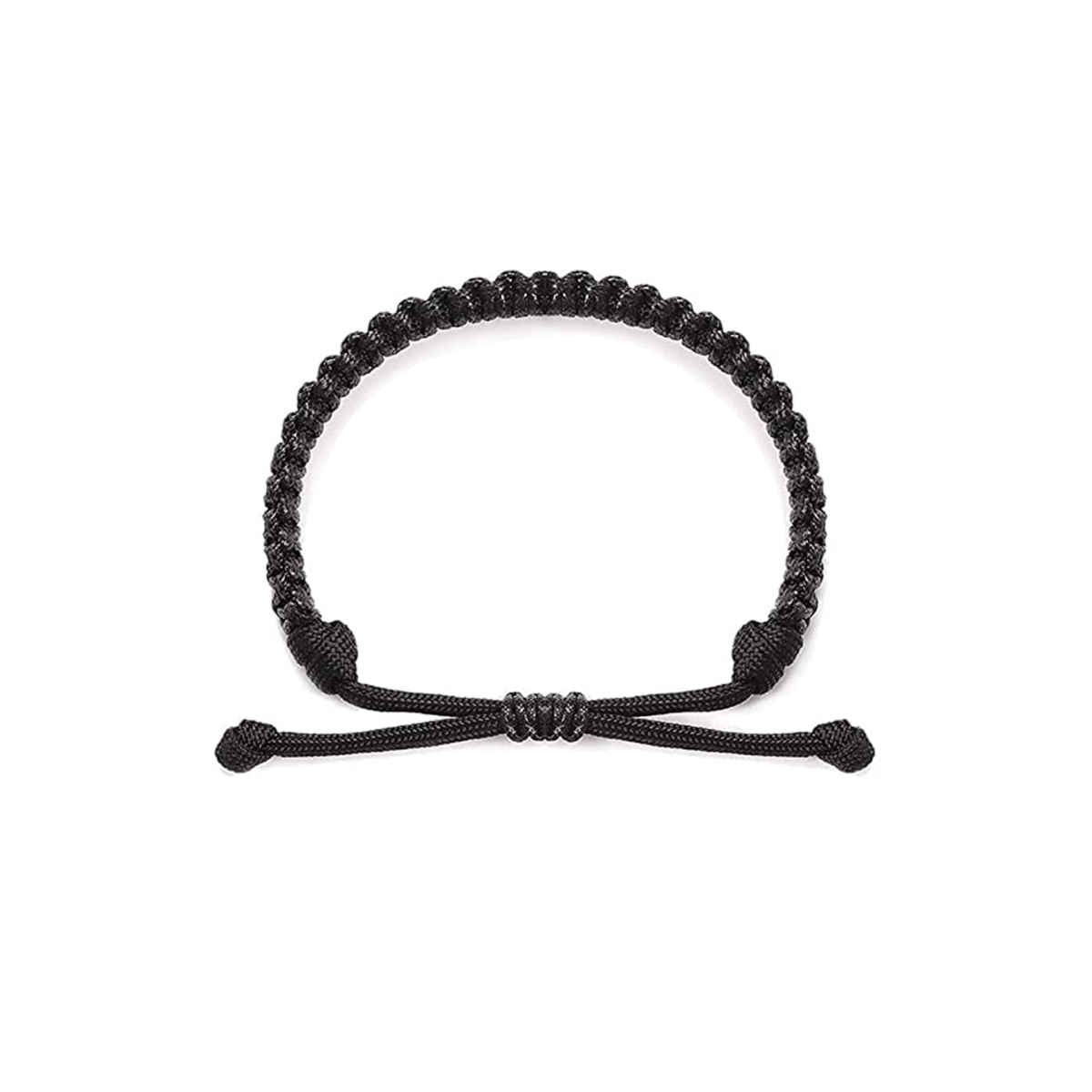 Yellow Chimes Black Nylon Adjustable Cord Bracelet for Men