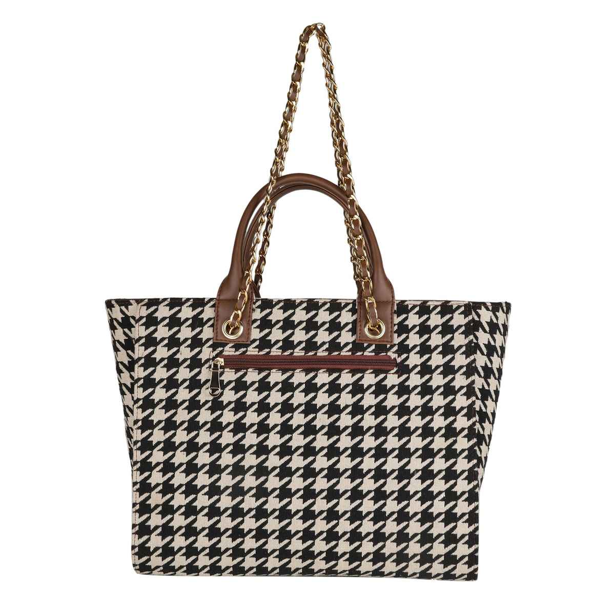 Mini Wesst Women's Geometric Fabric Handheld Bag | Black and White - One Size