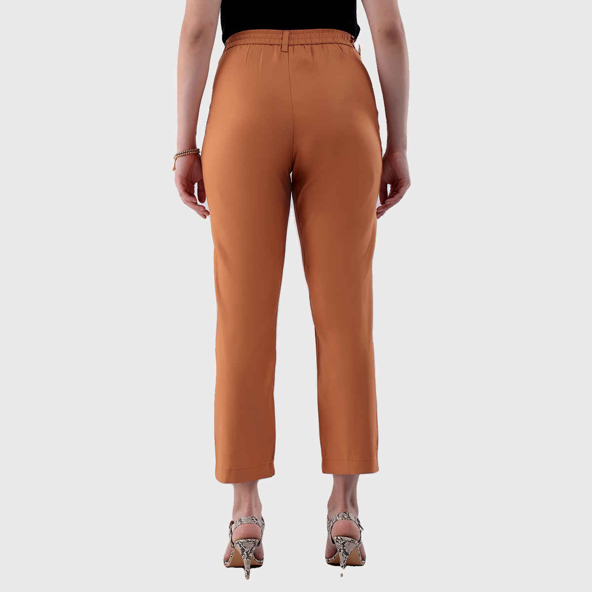 Freehand Women's Straight Semi Formal Front Pleate Tapered Elasticated Trouser | Mustard |32