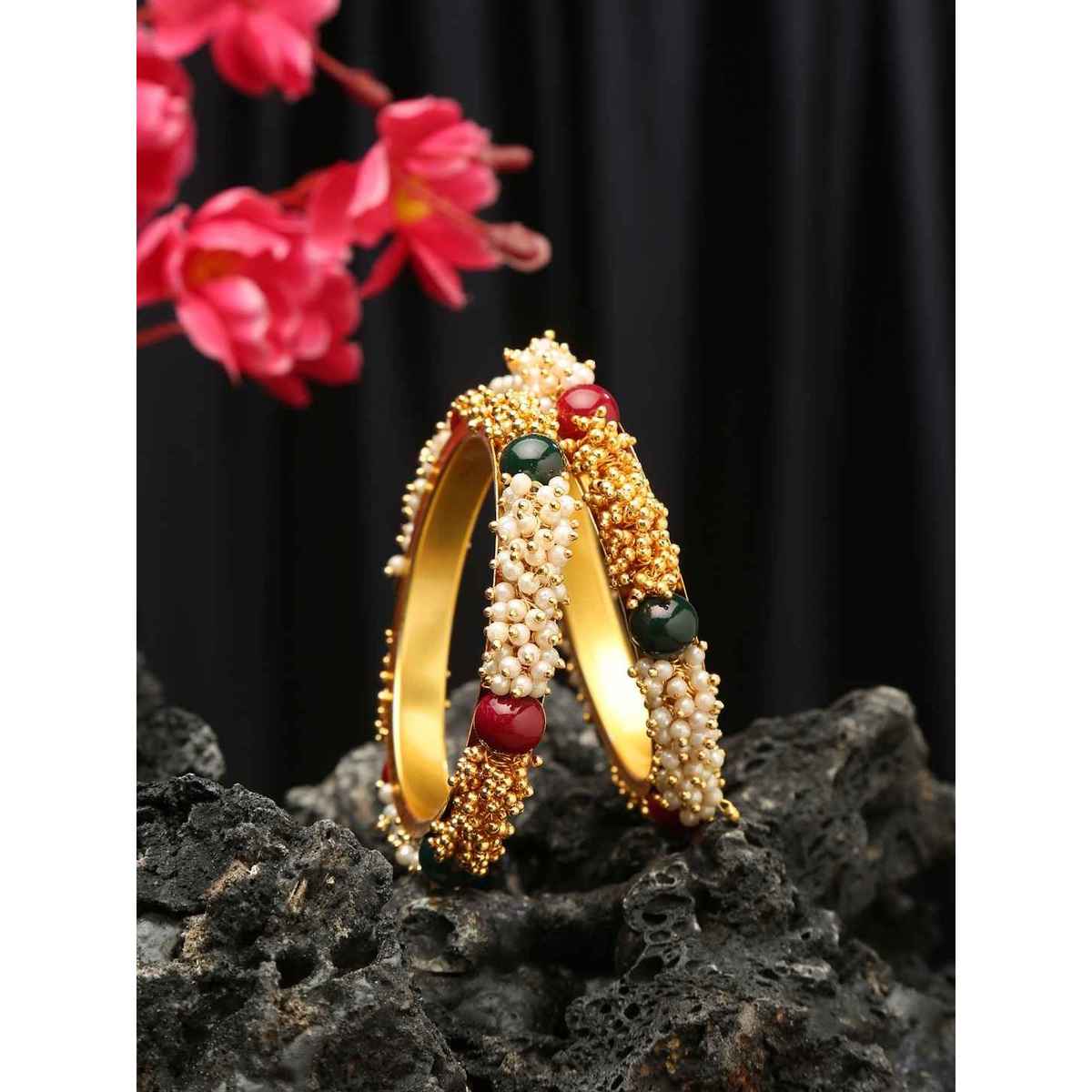 Youbella Stylish Traditional Jewellery Pearl Bangle Set For Women (Multi-Colour)(Ybbn - 91150 - 2.8)