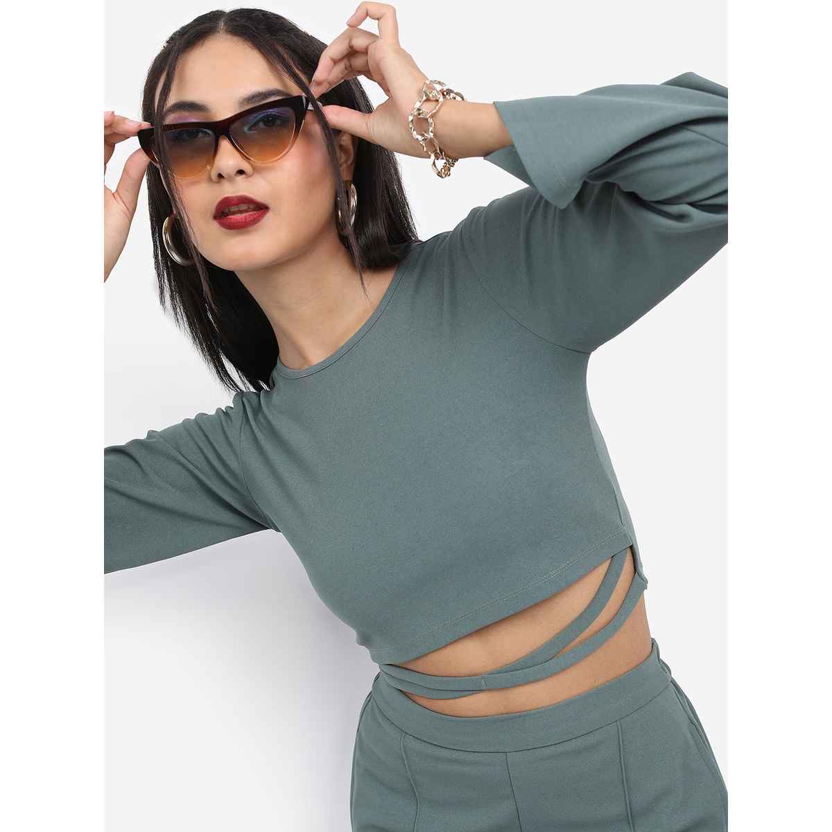 Ketch Women's Top with Pant Co-Ords | Green - M