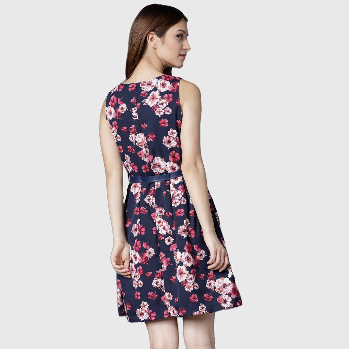 Tokyo Talkies Women's Floral Printed Fit And Flare Dress | Blue - XL