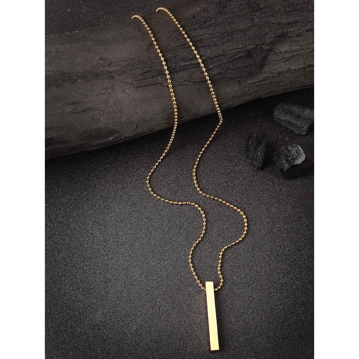 NVR Men's Gold Plated Geometric Pendant With Chain | NVR2371