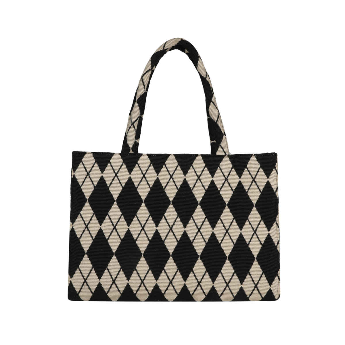 Mini Wesst Women's Synthetic Leather 13 L Double Handle Tote Bag | Black and Cream - Standard