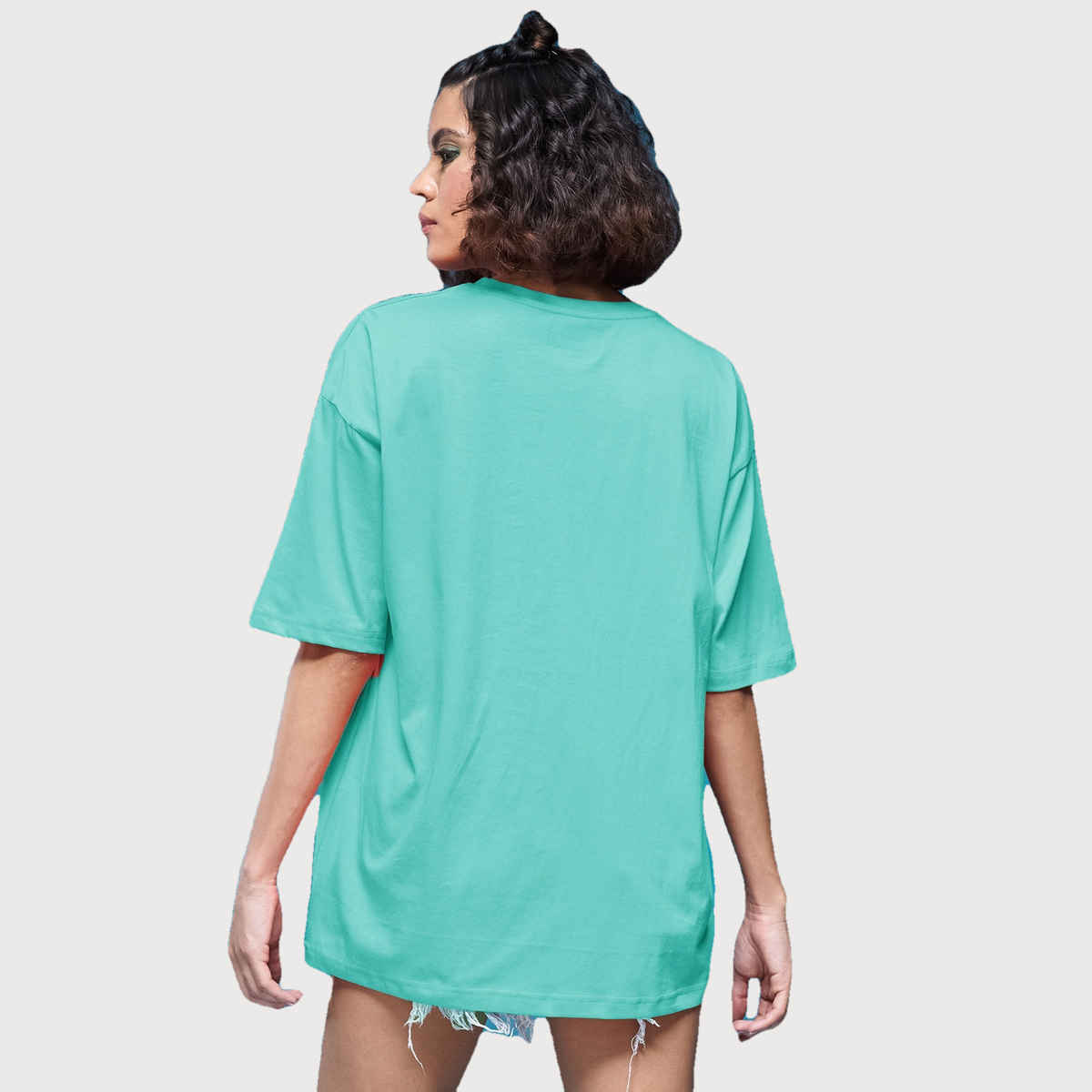 Smartees Women's Oversize Printed T-shirt | WW - 2040 | Sea Green - XL