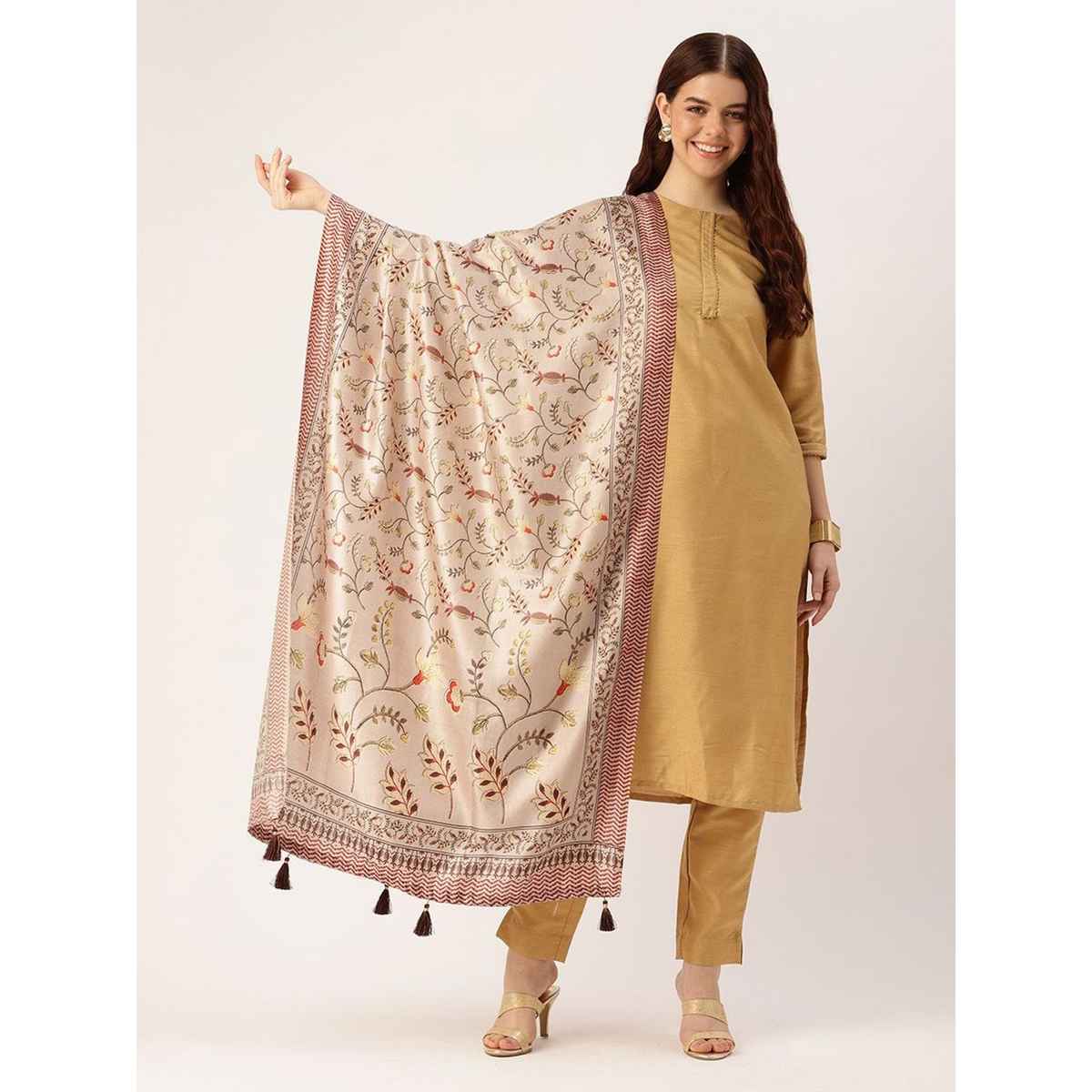 Ishin Cream Cotton Dupatta | 1001