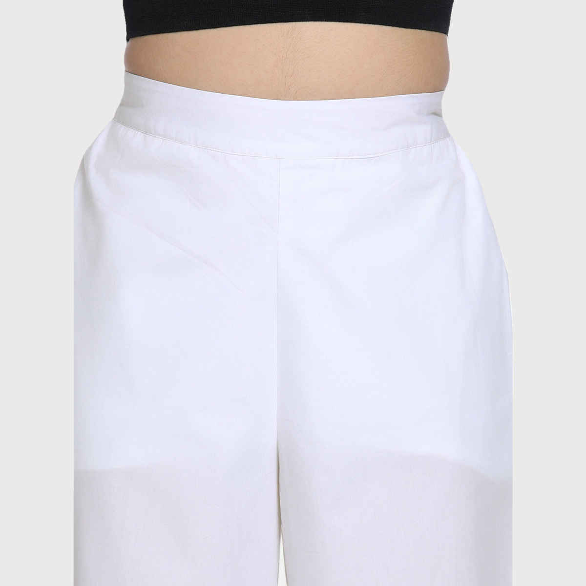 DL Women's Women's Cotton Mid-Rise Plain Regular Fit Parallel Trouser | DLWWTW23002 | White - 28