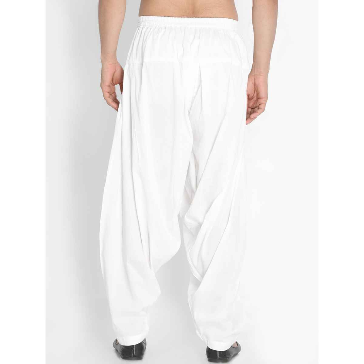 Vastramay Men's Cotton Blend Pyjama | White - L