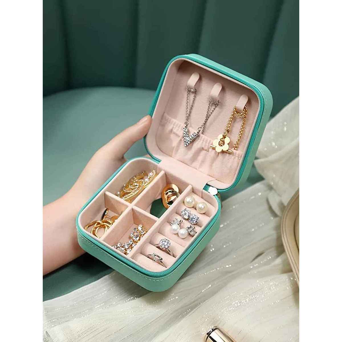 Youbella Jewellery Organiser Pu Leather Zipper Portable Storage Box Case(Jewellery - Box - 11)