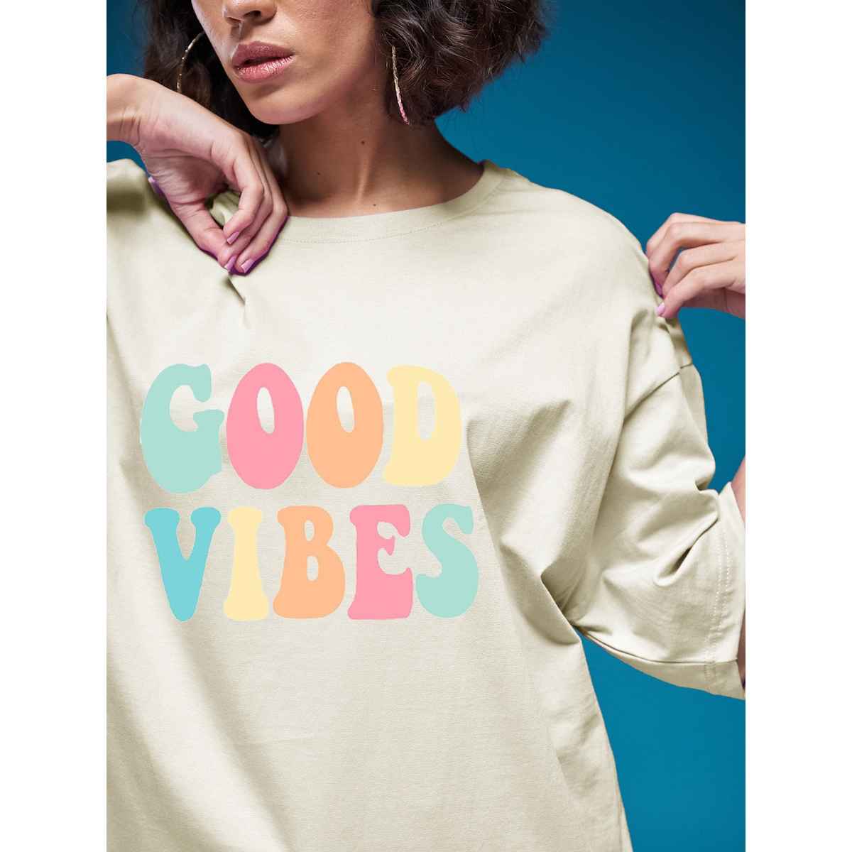 Smartees Women's Oversize Printed T-shirt | WW - 2051 | Skin - XL