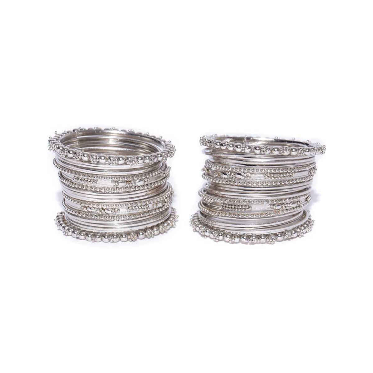 YouBella Stylish Traditional Jewellery Silver Plated Bangle Set for Women (YBBN - 91391 - 2.6)