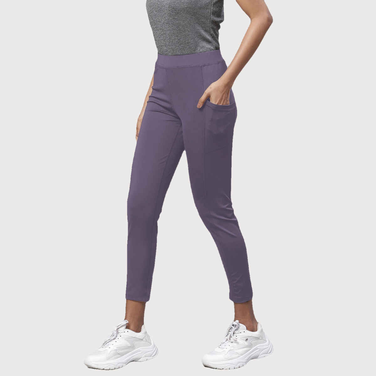 Chkokko Women's Yoga Track Pants Stretchable Gym Legging Tights With Pocket | Purple - XXL