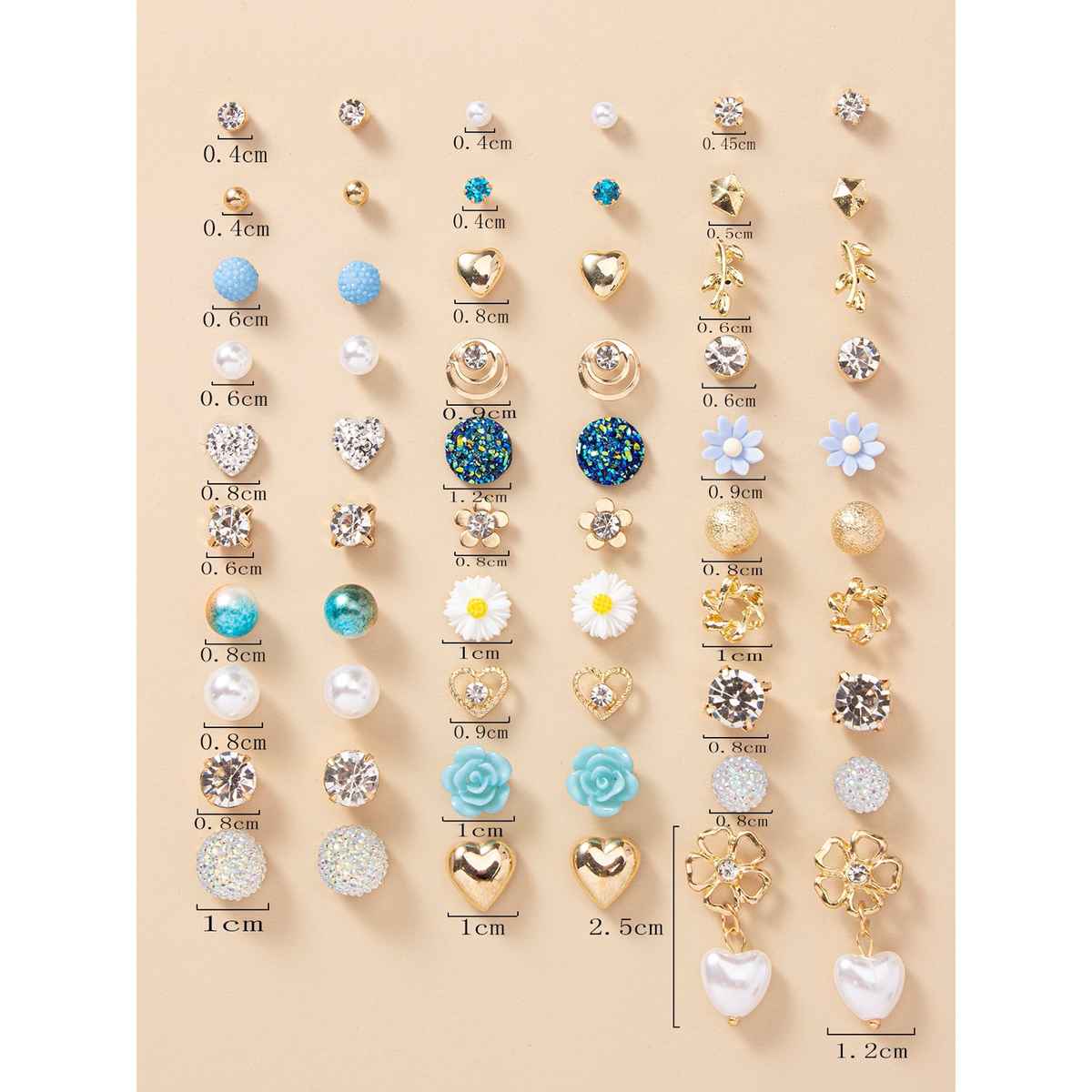 Shining Diva Fashion 30 Pairs Combo Stylish Crystal Pearl Earrings for Women and Girls | 14777er