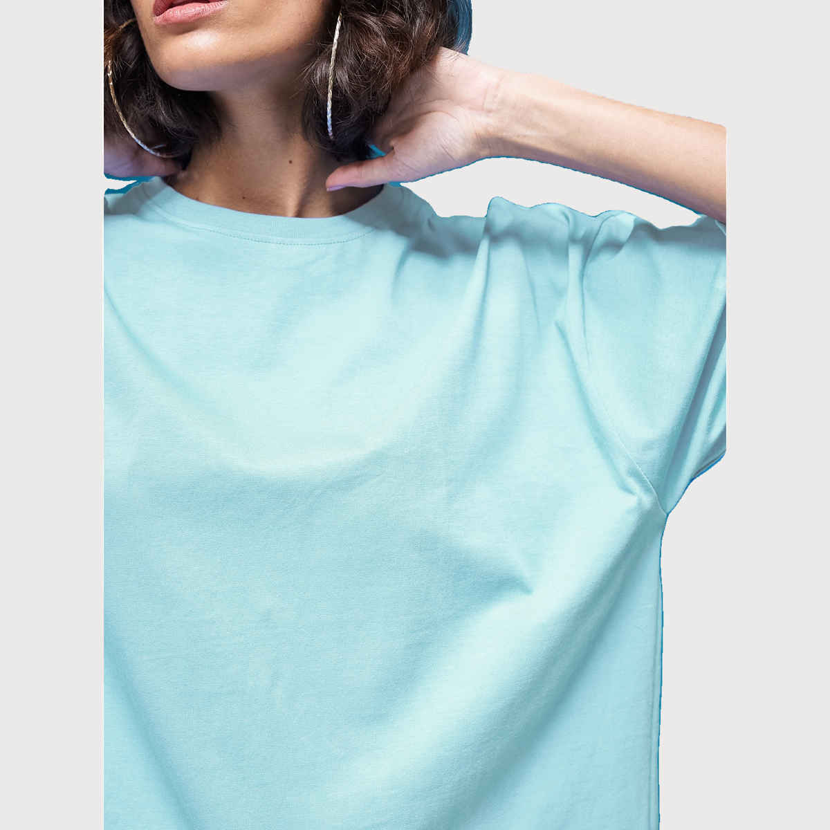 Smartees Women's Solid T-shirt | Sky Blue - L