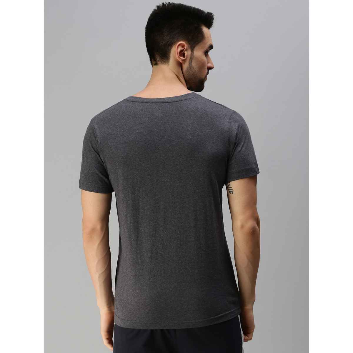 ONN Premium Men's Solid Pure Cotton V Neck T-shirts | Black Melange | Size - M