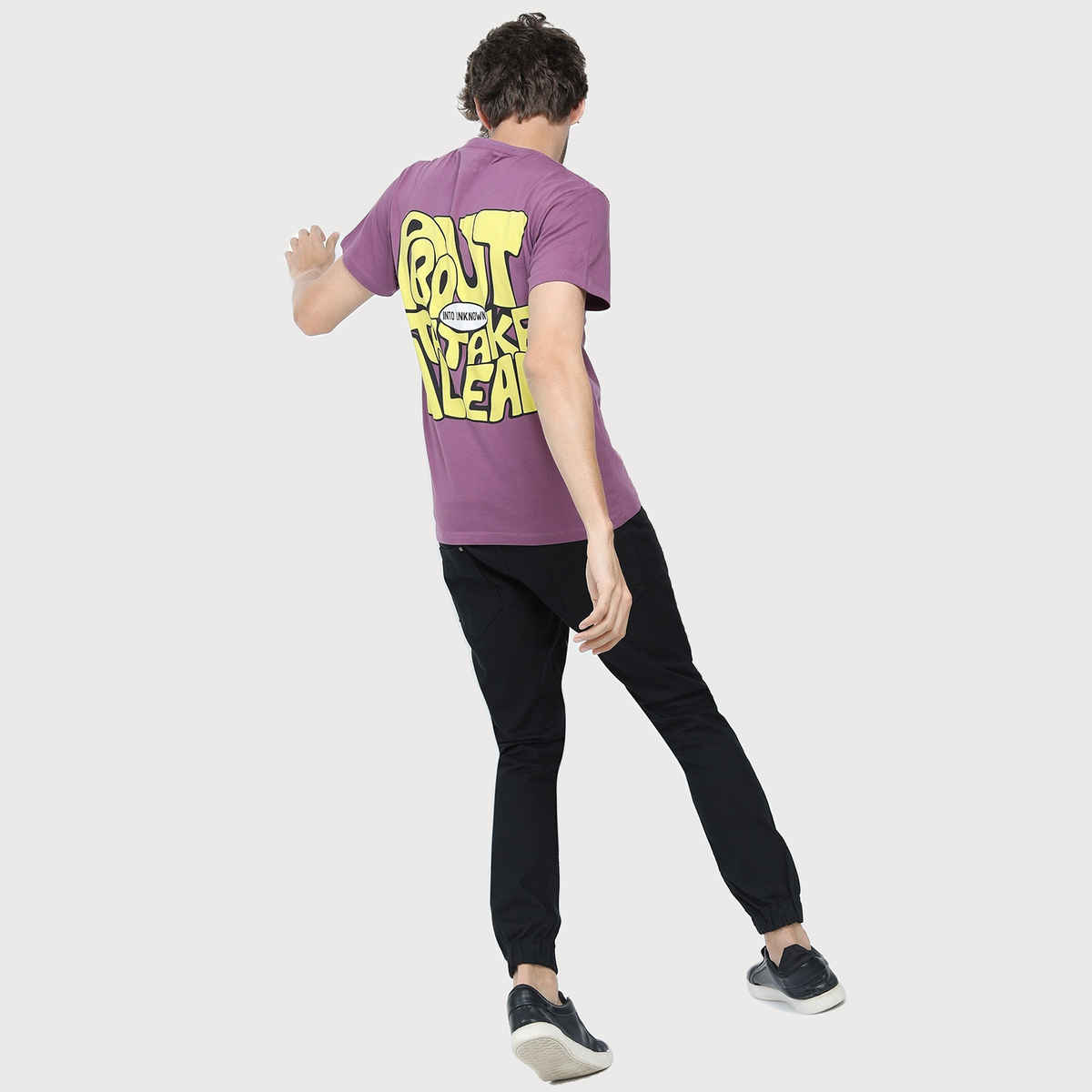 Locomotive Men's Round Neck Short Sleeve Slim Fit Printed T-shirt | Purple - S