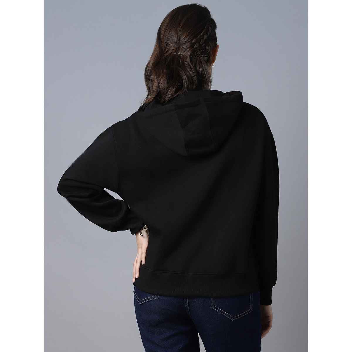 High Star Women's Hooded Long Sleeve Pullover Sweatshirt | Black - M