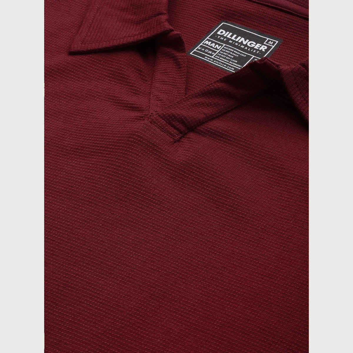 Dillinger Men's Polo Collar Pure Cotton Long Sleeve T-shirt | Maroon - M
