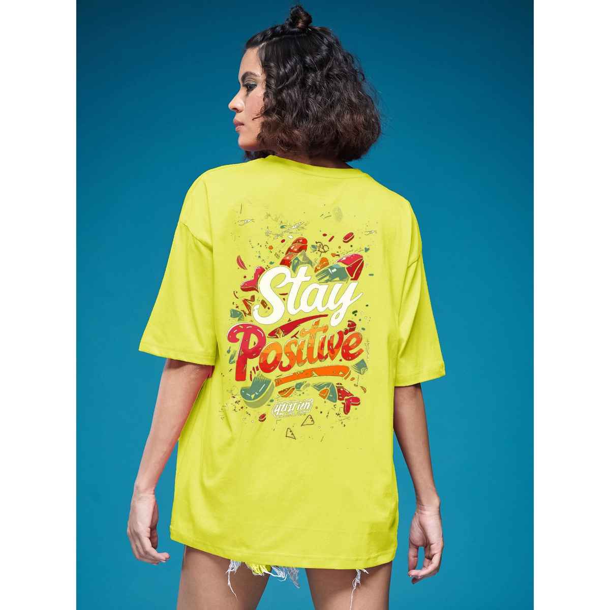 Smartees Women's Oversize Printed T-shirt | WW - 2034 | Lemon - XL