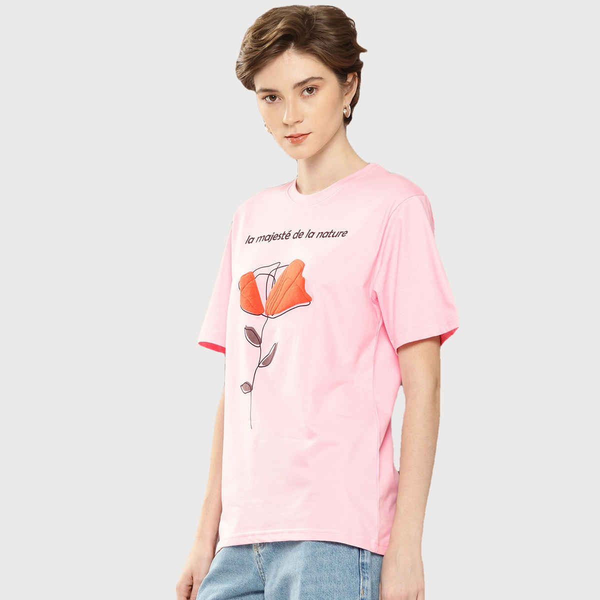 Dillinger Women's Short Sleeve Oversized Printed T-shirt | WMNCR467PINK | Pink - S