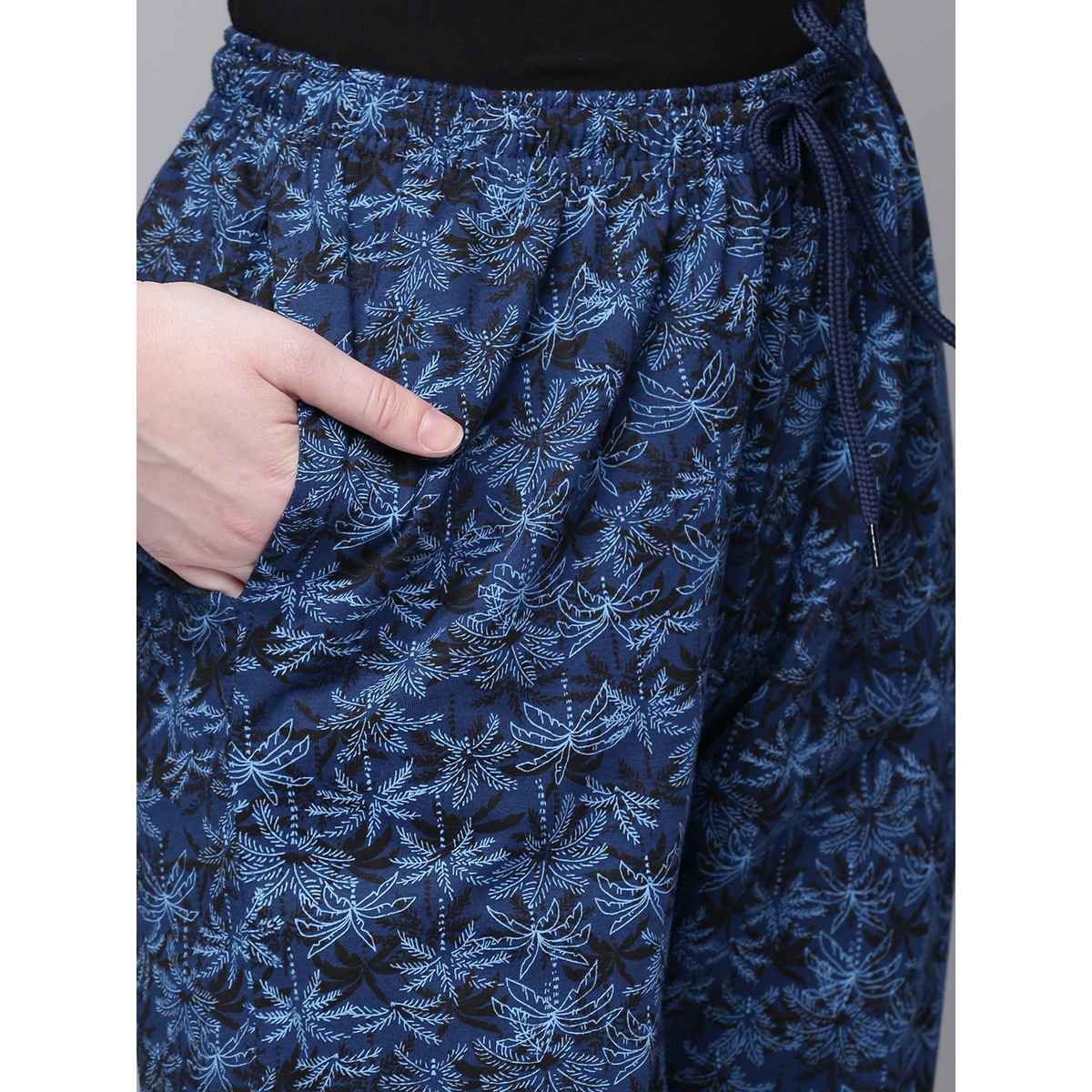 Kryptic Women's Pure Cotton Printed Capri | Blue - XL