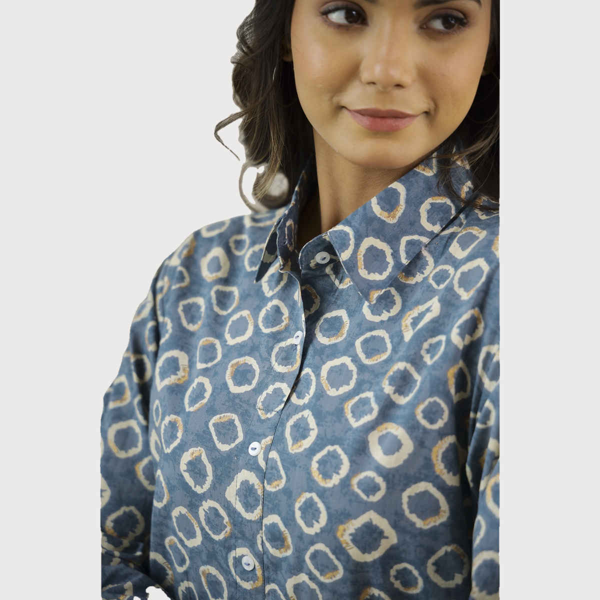 Sanskrutihomes Printed Pure Cotton Shirt And Trousers | Blue | M