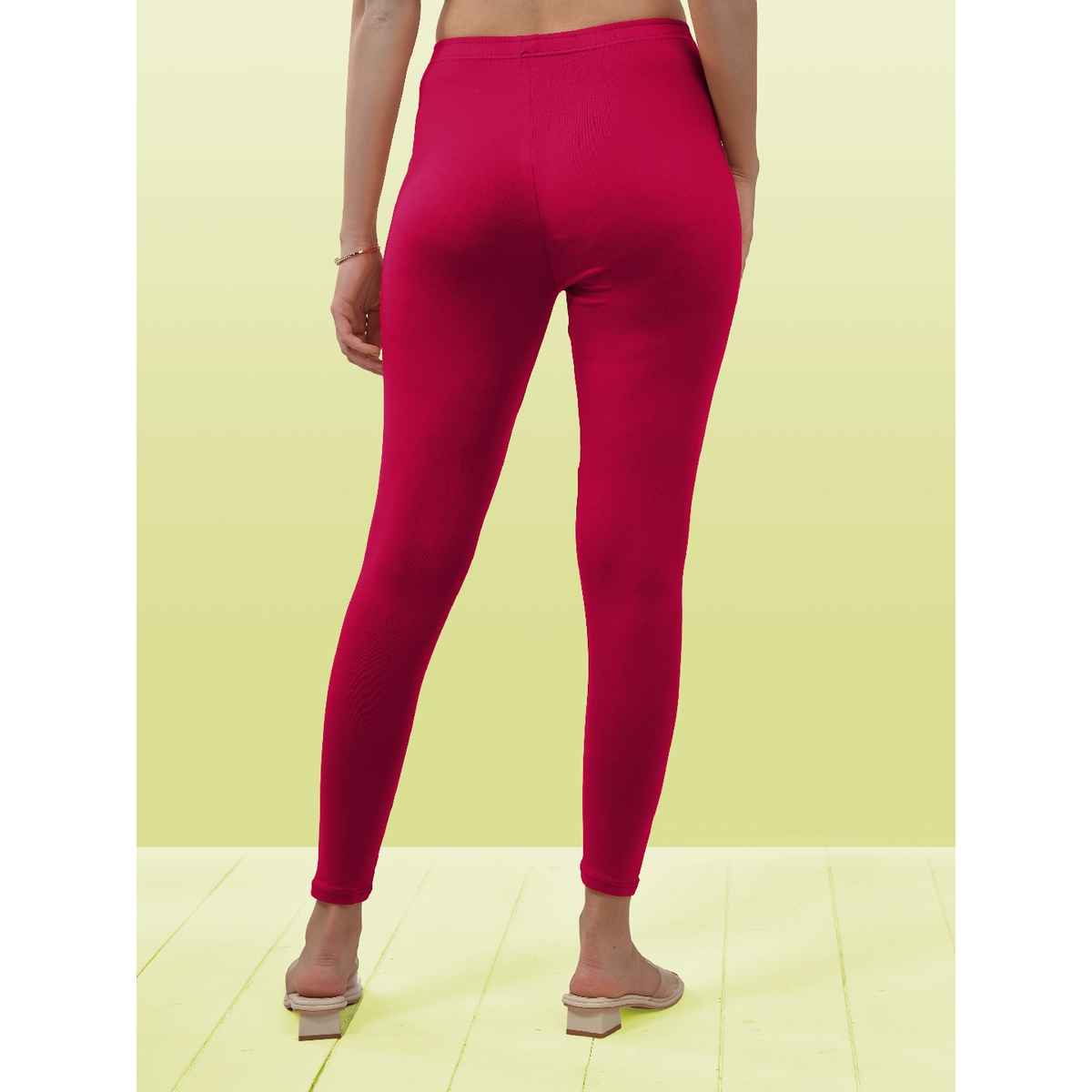 Lyra Women's Leggings Ankle Length | Rose Pink - Free Size