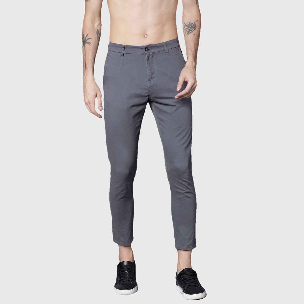 Highlander Men's Tapered Fit Chinos | Grey - 36