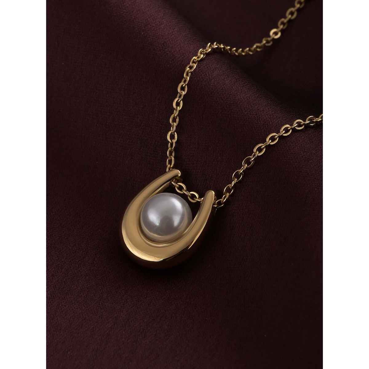 Palmonas Pearl Embellished U Necklace