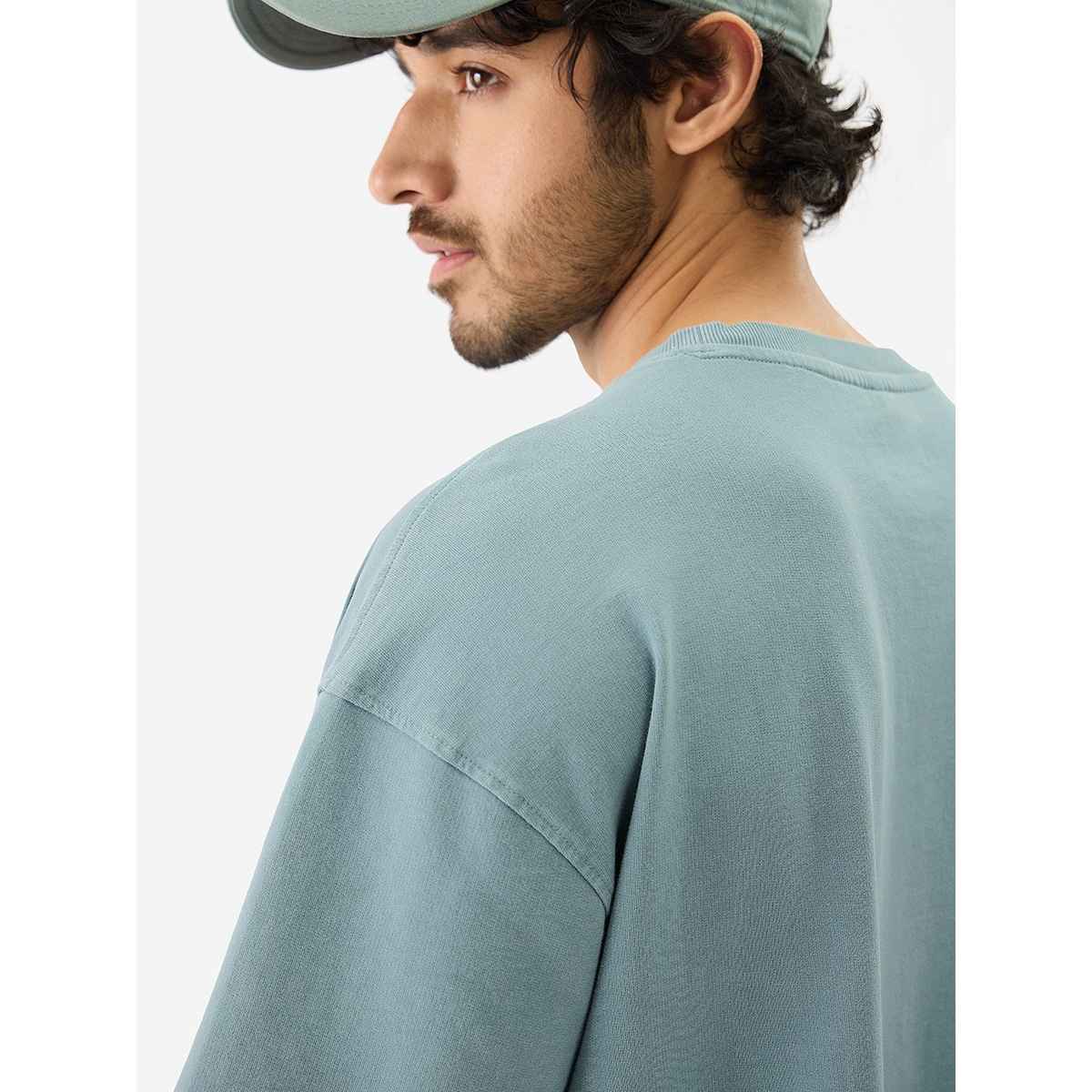 The Souled Store Men's Tss Originals- Here We Go Again Oversized T-Shirts, Green, XL