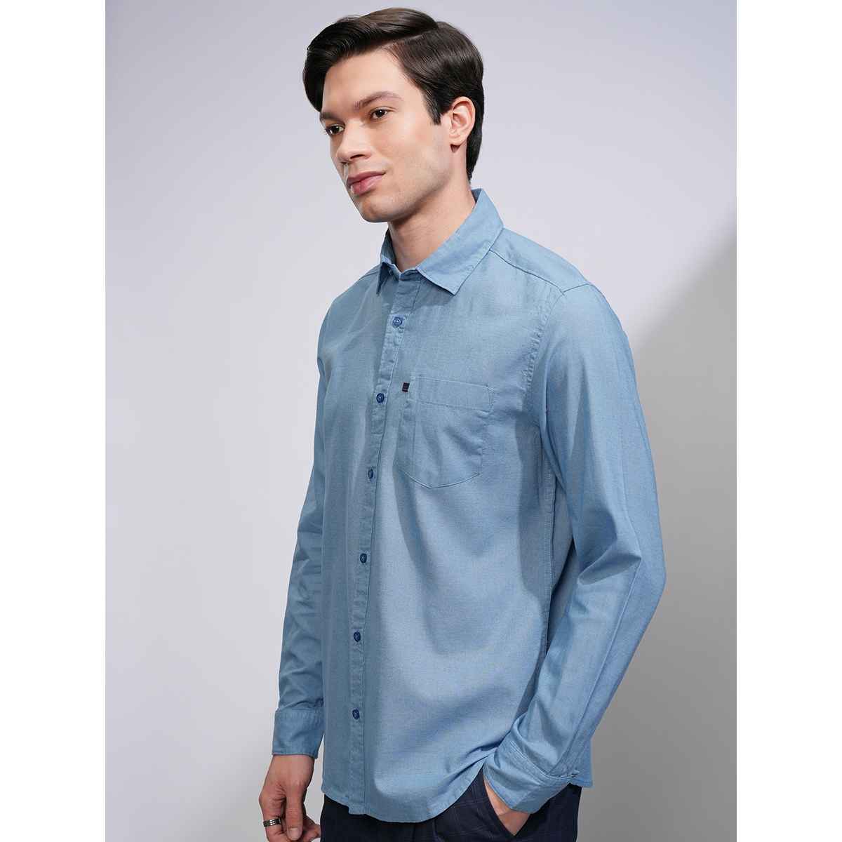 Highlander Men's Slim Fit Casual Shirt | Blue - S