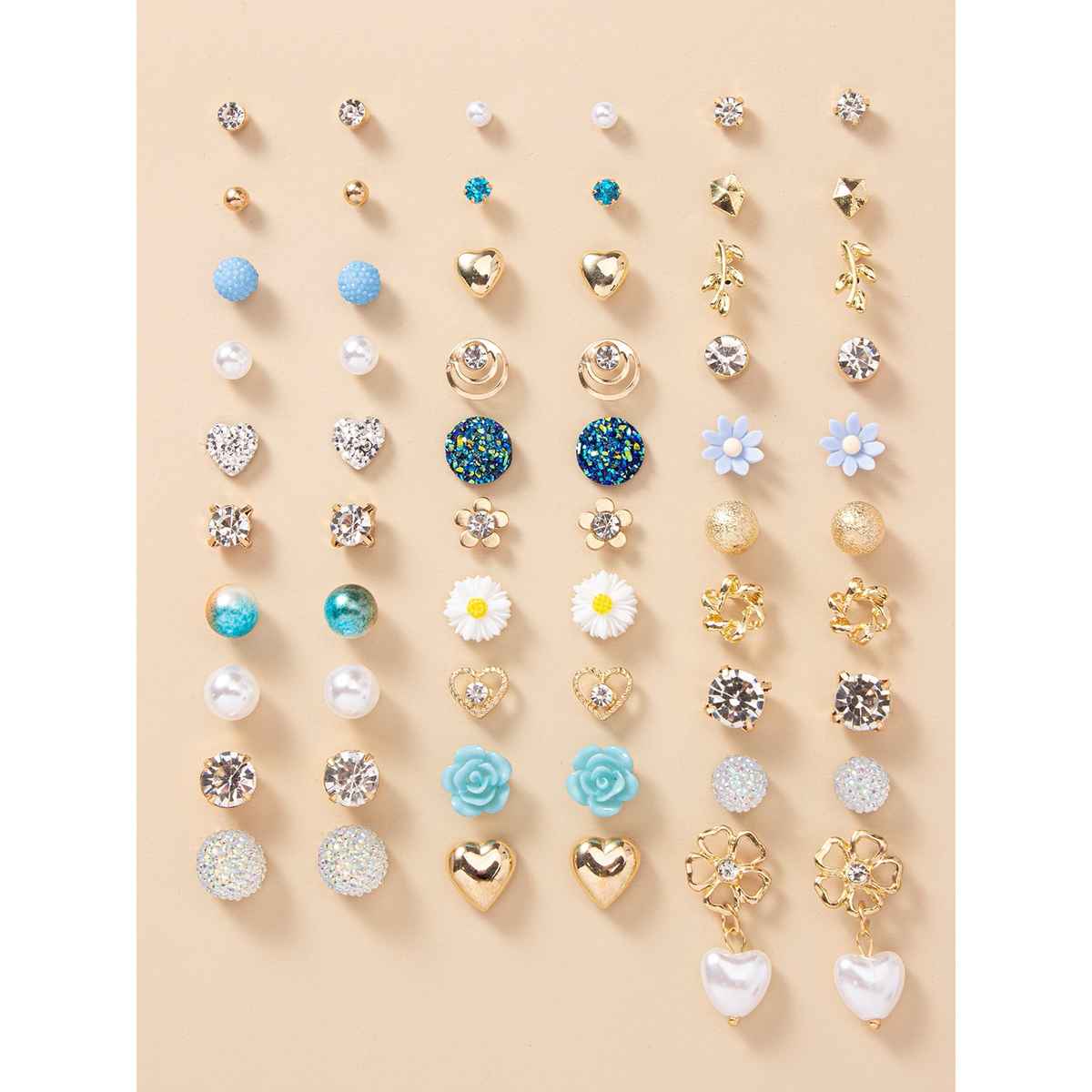 Shining Diva Fashion 30 Pairs Combo Stylish Crystal Pearl Earrings for Women and Girls | 14777er