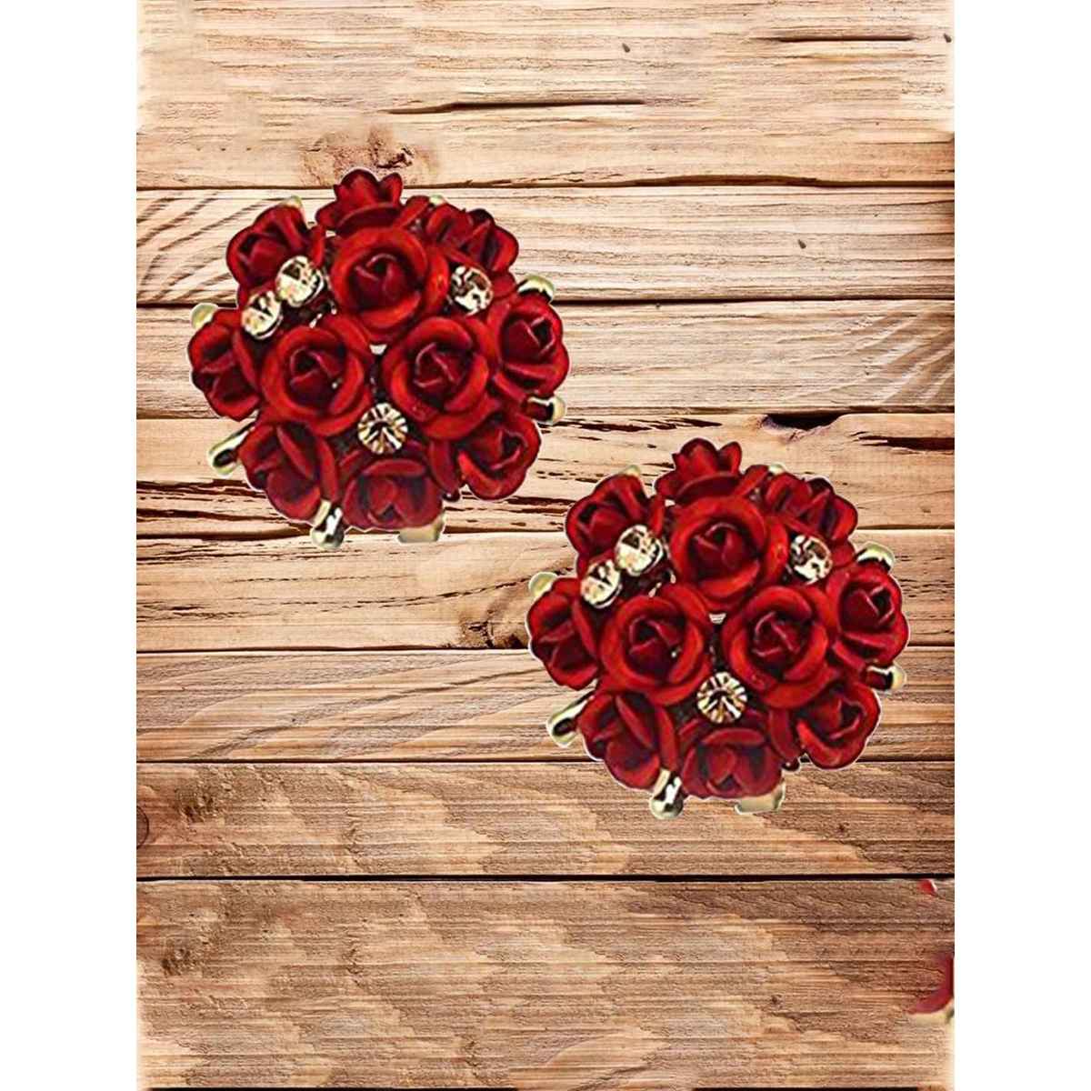 Youbella Fashion Jewellery Rose Shape Stud Earrings For Girls And Women (Red)(Ybear - 31673)