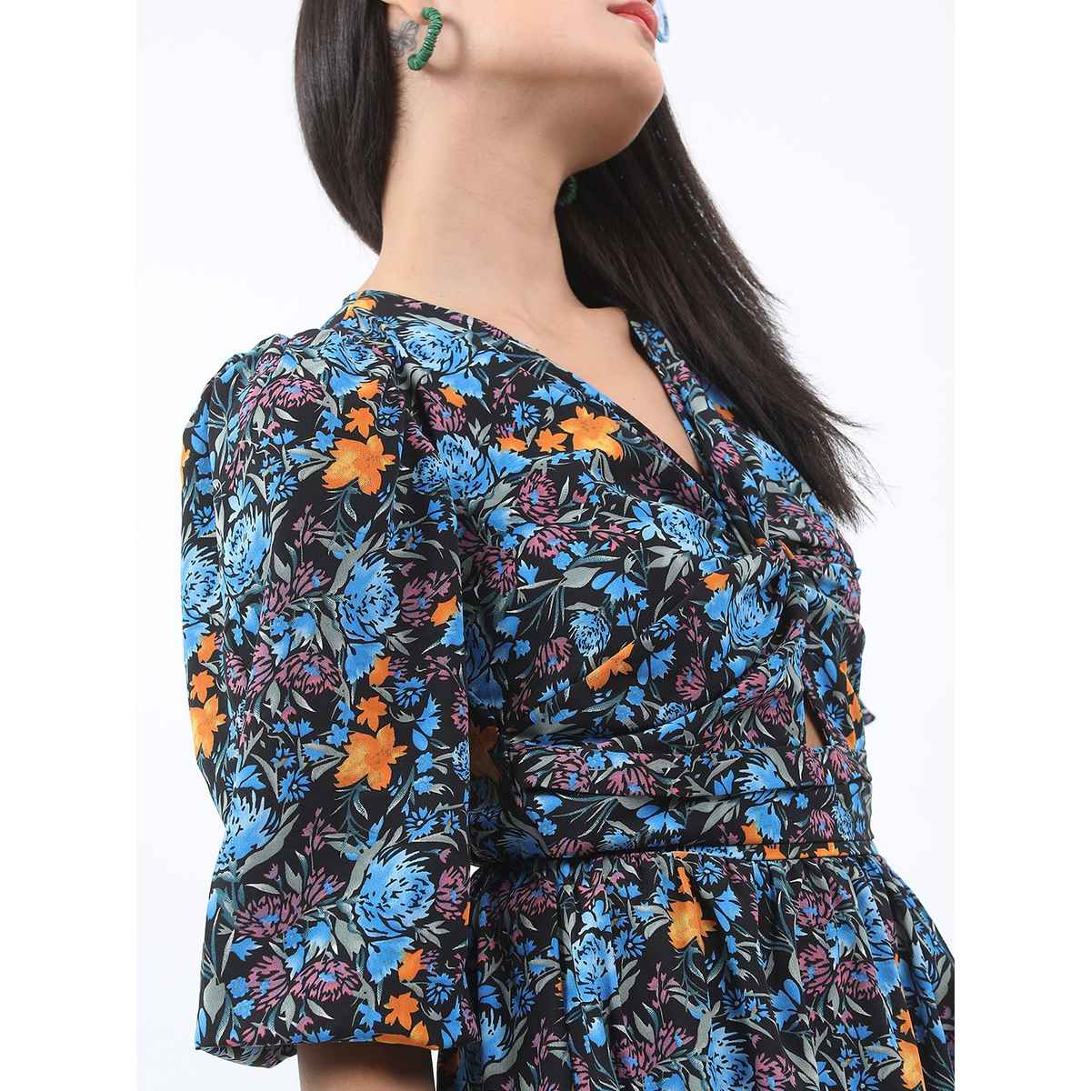 Ketch Women's Floral Printed V-Neck Maxi Dress | Multicolor - XL