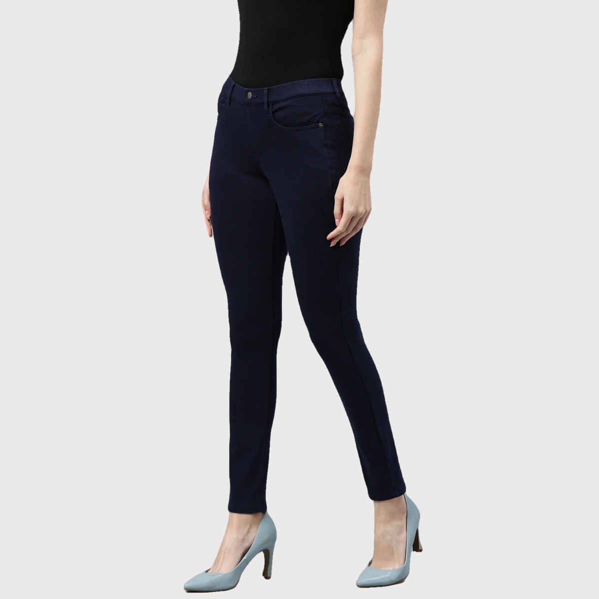 Go Colors Women's Solid Super Stretch Jeggings | LJ03 | Navy - S