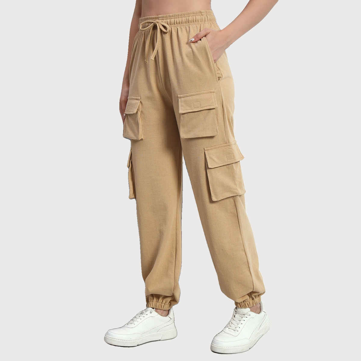 Q-rious Women's SkyTrek Cargo Joggers | LYM-CARGO | Beige - 34
