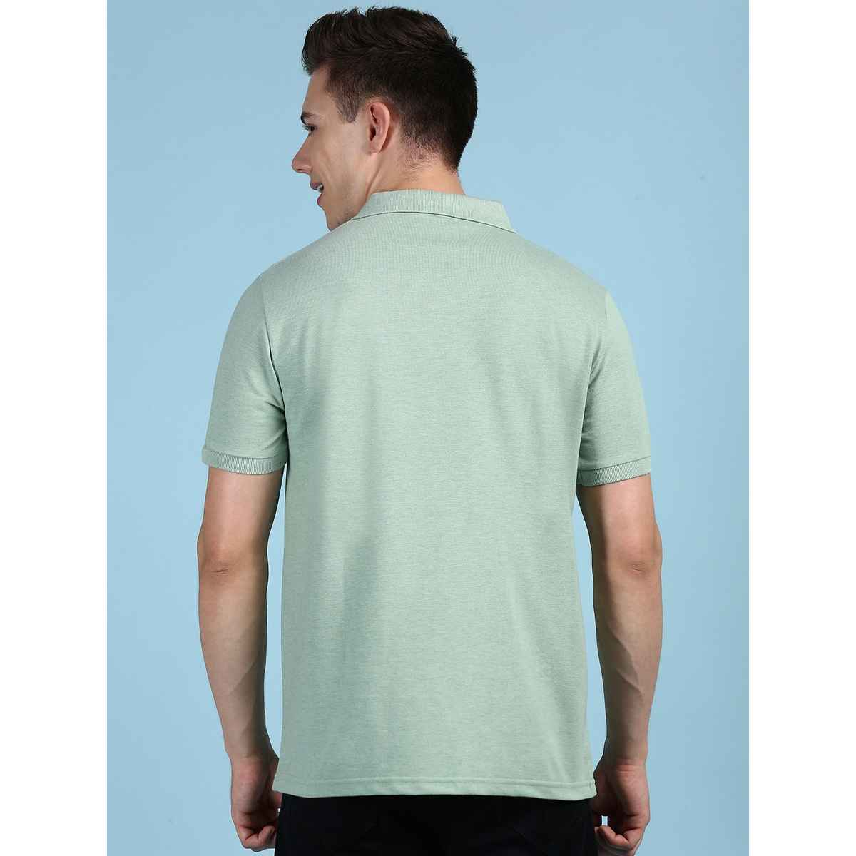 Lux Cozi Men's Solid Cotton Polo T-shirt | Mint Green - XL