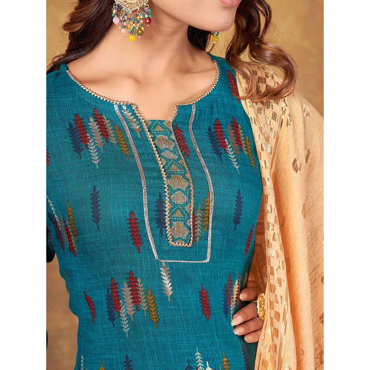 Anubhutee Women's Ethnic Wear's Silk Blend Straight Kurta Set with Dupatta | Blue - M