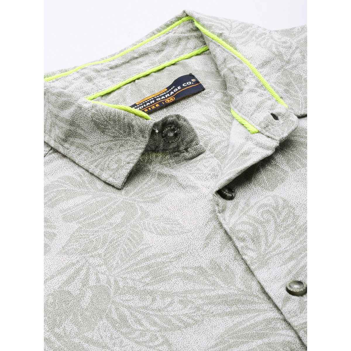 The Indian Garage Co Men's Slim Fit Tropical Casual Shirt | Grey - S
