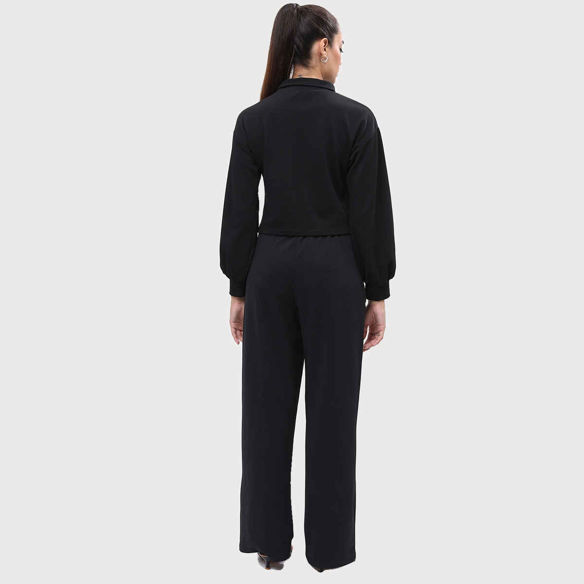 Ketch Women Turtle Neck Top With Trouser Co-ords | Black | M