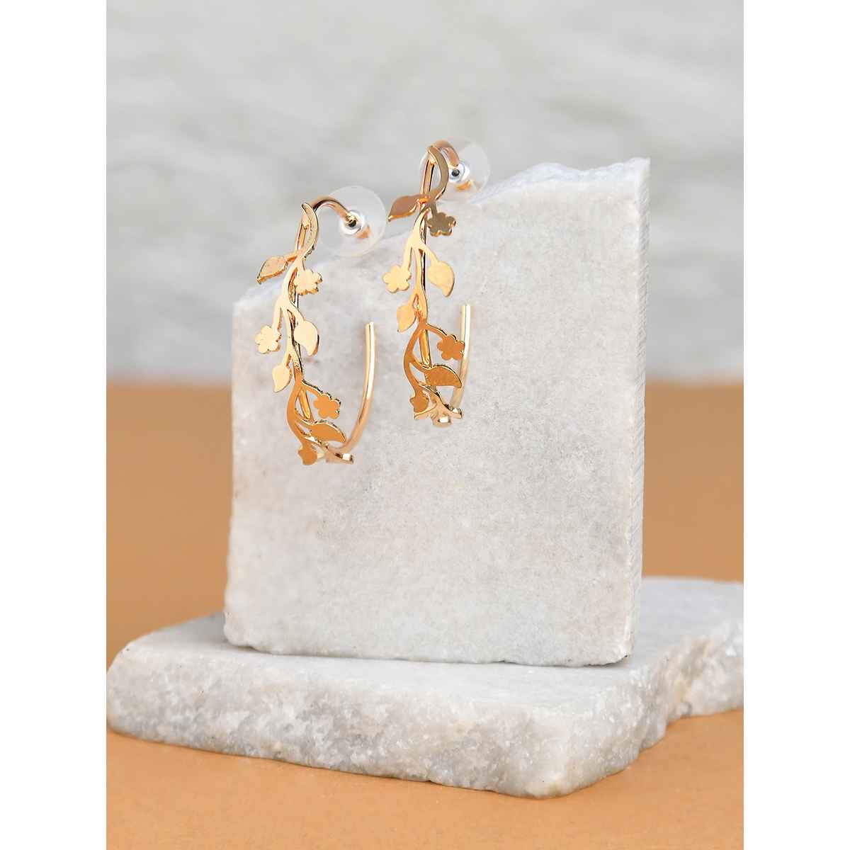 Accessorize London Women's Floral Overlay Hoop Earrings - Gold