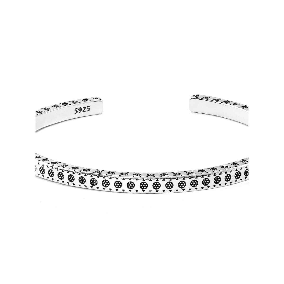 Rubans Men Silver & Black Oxidized Handcrafted Kada Bracelet